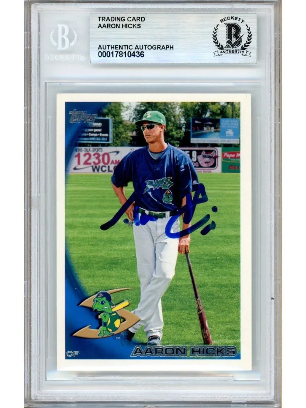 Aaron Hicks Signed 2010 Topps Pro Debut #2 Slabbed Card